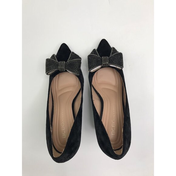 BCBGeneration Womens Bissha Rhinestone Bow Velvet Pumps 3.5 Heel Black 5.5 NWOB - Picture 5 of 7